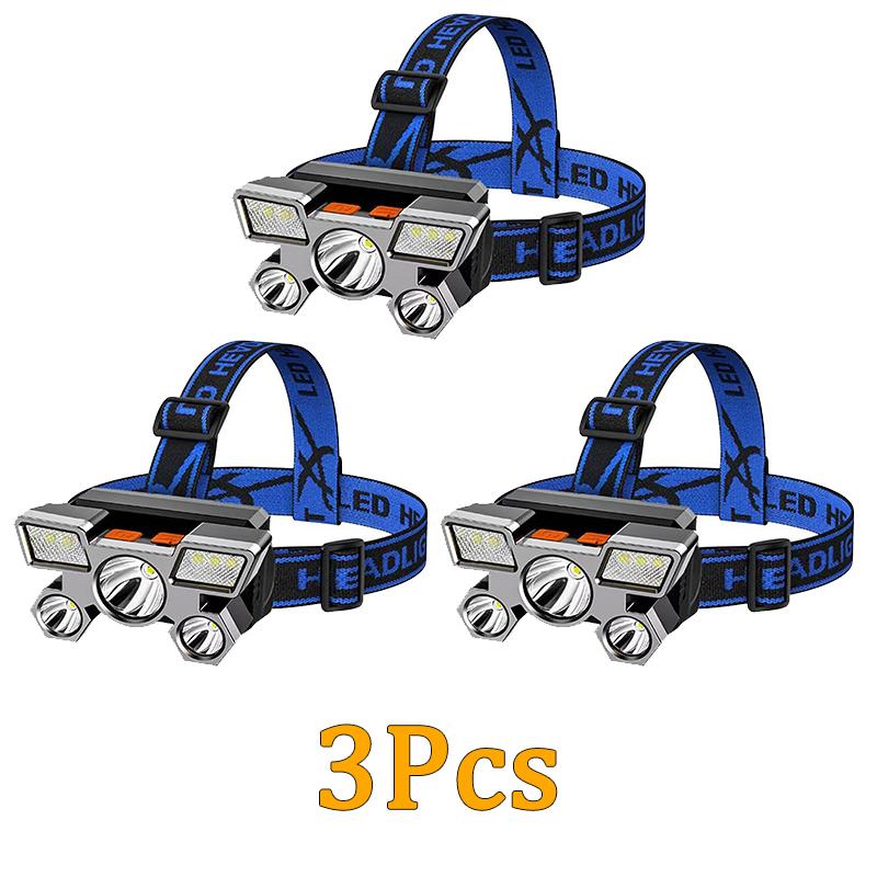 5 LED Headlamp Ultra Bright Headlight 4 Modes USB Rechargeable Waterproof for Outdoor Camping Hiking Fishing Cycling Running