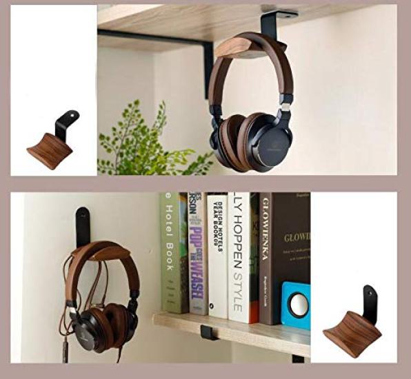 KiaoTime Kopfhörerhalter Halter Nussbaumholz Headset Universell Passend - Ständer, (Untertischhalterung)