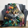1pc Floral Cat Artwork Blanket Lightweight Blanket Throw Blanket For Sofa, Bed, Travel, Camping, Livingroom, Office, Couch, Chair Yy251010083