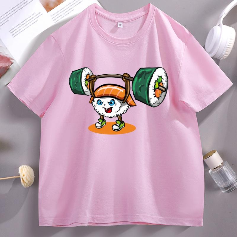 Sushi Weight Lifting Tshirt Unisex Unisex Japanese Food Gym Tshirt Casual Cotton Short Sleeve Oneck T Shirt Comfortable Clothes