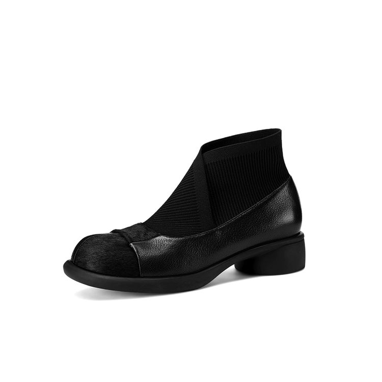 

Fashion New Autumn Sheep Leather Splicing Horsehair Women Boot Fashion Round Toe Boots for Women Short Boots Botines Mujer Ankle Boot 41