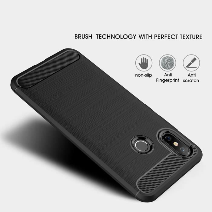 Fibres de Carbone Resilient TPU Antichoc Coque Protection Armure Case pour Xiaomi Mi 8 6.21" - Noir