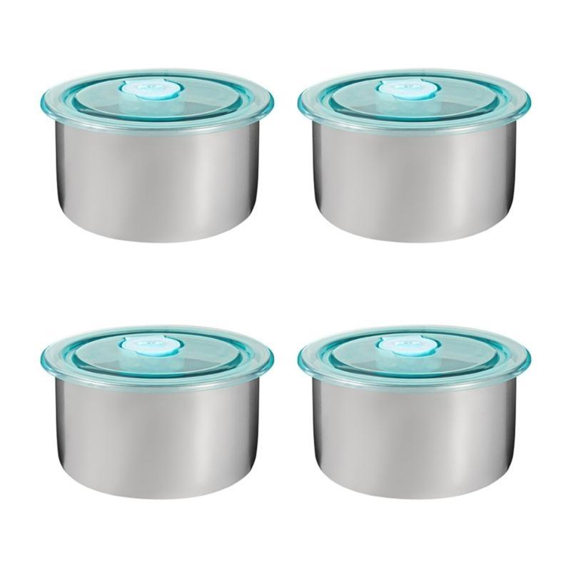 4pcs Functional Stainless Steel Lunch Container with Lid For School Or Office синий
