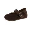 French retro shallow mouth one-word buckle Mary Jane women's shoes 2025 new one-pedal with skirt flat-soled beanie shoes