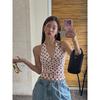 French Pure Desire Style Polka Dot V-neck Halter Tied Top 2025 Summer Wear Sexy Sexy Backless Underwaist Tide