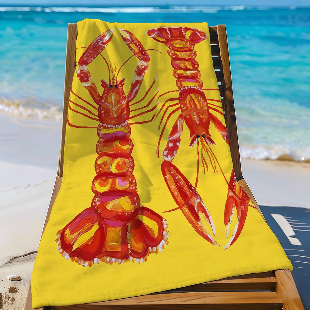 Art Colorful Lobster Ocean Towel Sports Quick Dry Travel Camping Gear Sandproof Soft Light Large Beach Towel