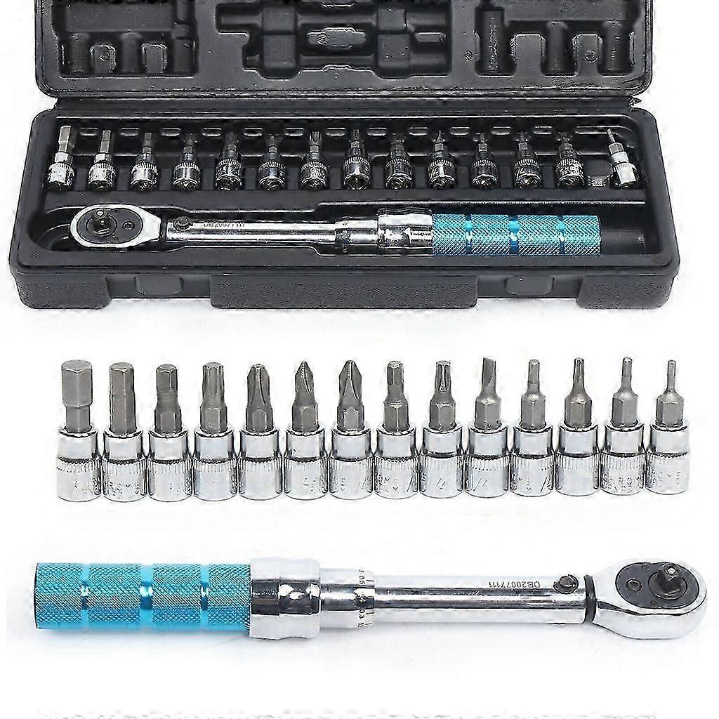 15pcs Torque Wrench Bike Torque Wrench Tool Bicycle Torque Wrench 1/4'' 2-14Nm Manual Ratchet Wrench Set