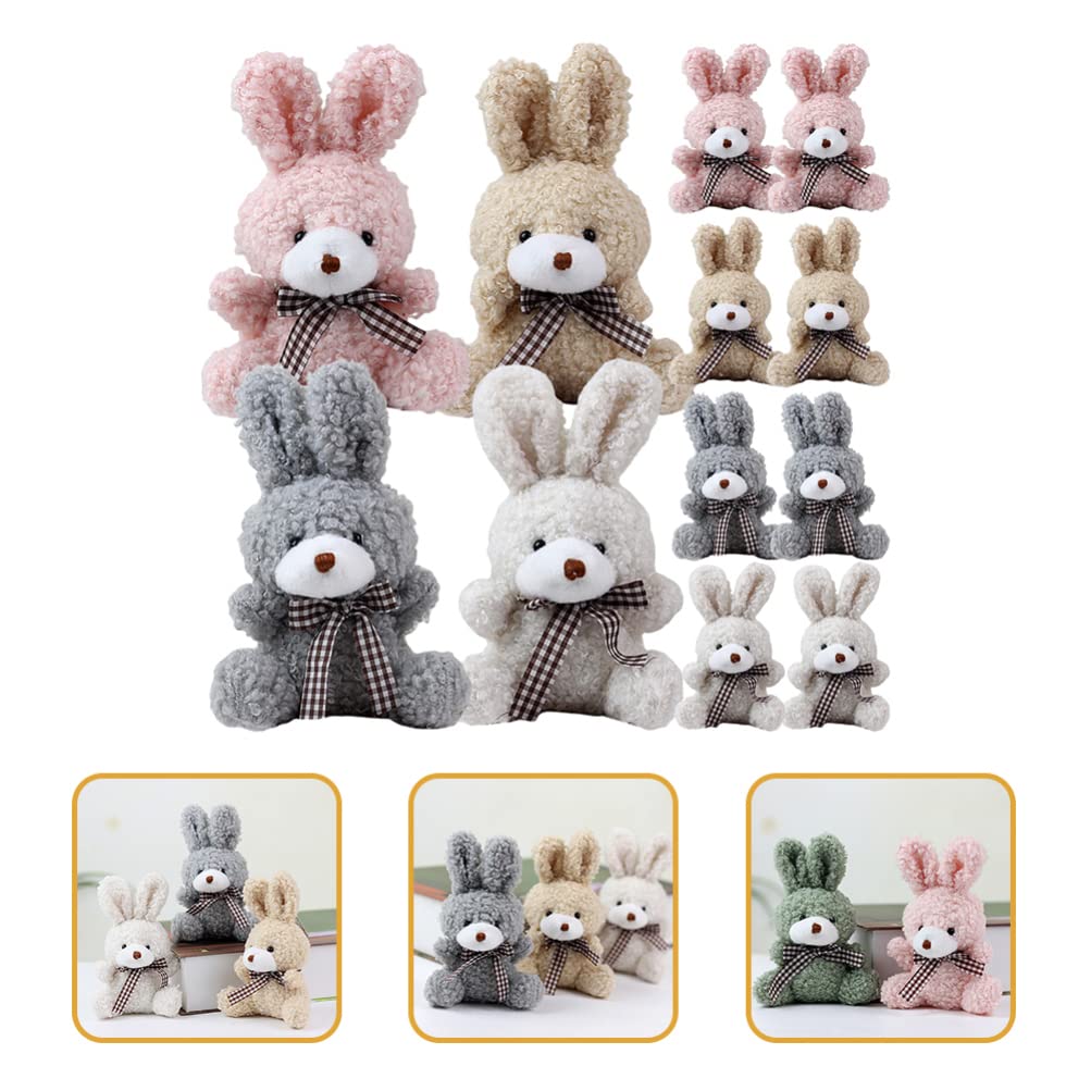 HEMOTON Mini Rabbit Stuffed Animal Party Small Plush Animal Birthday Day Easter Plush Fillers 12-Piece Keychains, Favors, Keychains, Gifts,