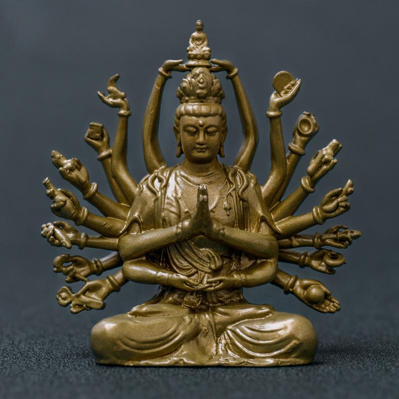 -Hand Tausendaugen Guanyin Bodhisattva Figur Mini Exquisit Tragbar Buddha Zen Tee Raum Dekoration