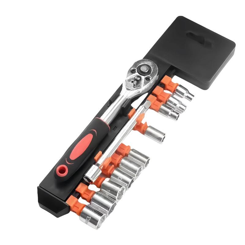 Cross-Border Little Fly 12-Piece 1/4 Socket & Ratchet Wrench Auto Repair Tool Set