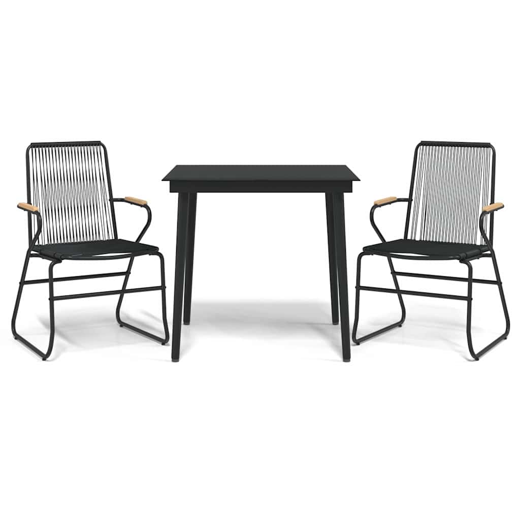 vidaXL 3-tlg. Garten-Essgruppe Schwarz PVC Rattan