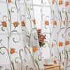 Pastoral Tulip Embroidery Yarn Through Rod Window Screen Finished Curtain Direct Supply