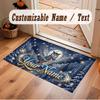 Christmas Winter Theme Crystal Velvet Floor Rug Personalized Custom Name Text Warm Carpet Home Decoration