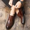 Fashion Men Oxfords High Quality Split Leather Men's Dress Shoes Luxury Brand Driving Shoes Brogue Lace Up Men's Casual Shoes