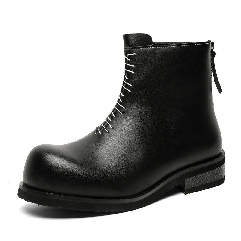 

Персонализированная рабочая обувь Американские трендовые мужские ботинки Мартин с увеличением высоты, ботинки-локомотивы на толстой подошве, британские повседневные мужские кожаные ботинки 168-J 38 чёрный