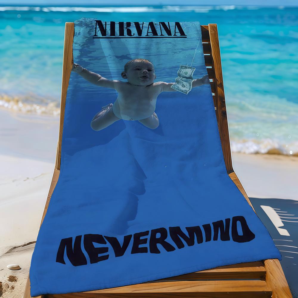 Band N-Nirvana-S Handdoek Sport Sneldrogend Reis Kampeeruitrusting Zandbestendig Zacht Licht Groot Strandlaken