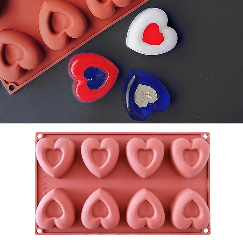 Silicone Cake Desserts Bakery Mould Tool 8 Holes Love Heart Shape Mold Doughnut Baking Mold