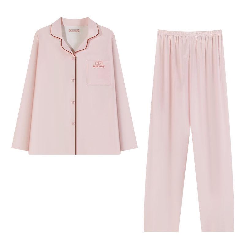 Women's Spring-Autumn Long Sleeve Cotton Pajama Set - Loose Fit, Plus Size, Outdoor-Ready Homewear.