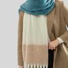 New Mohair Color Matching Fringed Scarf Women's Autumn and Winter Advanced Sense Contrasting Colors Thickened Warm and Comfortable Versatile Scarf