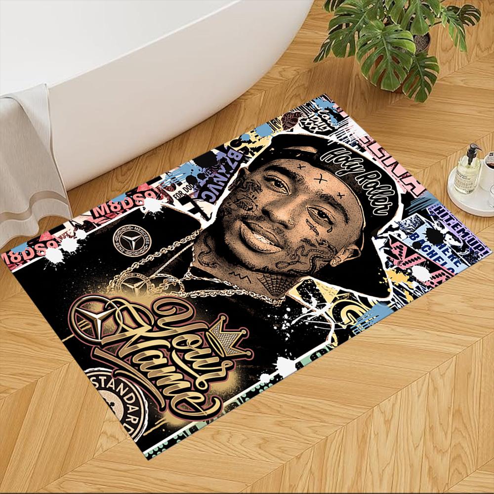 2pac Customize Your Name Carpet Perfect for Game Room Living Rooms Bedrooms Kitchen Antislip Carpet Decorate Offices Perfect Gift for Friends & Family