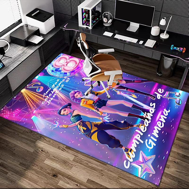 1pc Kpop Demon Hunters Carpet for Room Floor Mat, Comfortable Office Chair Printed Area Rug, Beautiful Hotel Rug