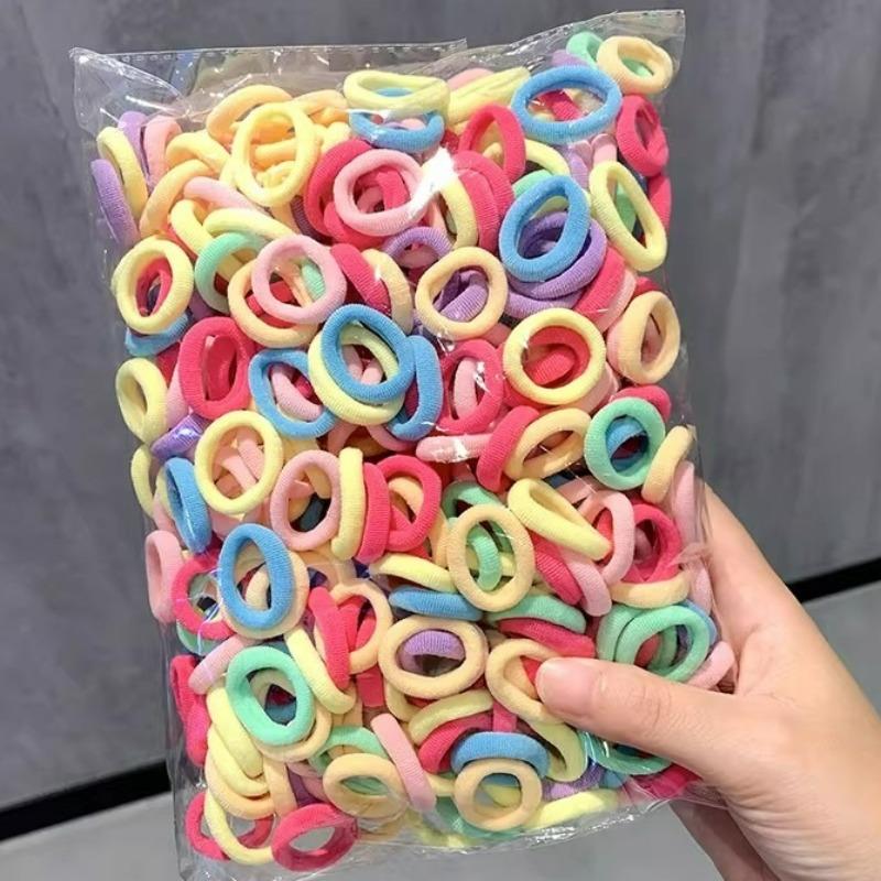 100Pcs/Set Women Elastic Hair Bands Girls Colorful Nylon Rubber Bands Headband Scrunchies Kids Ponytail Holder Hair Accessories