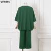 VONDA 2PCS Women Batwing Sleeve Blouse and Pants Casual Oversized Two Picecs Sets