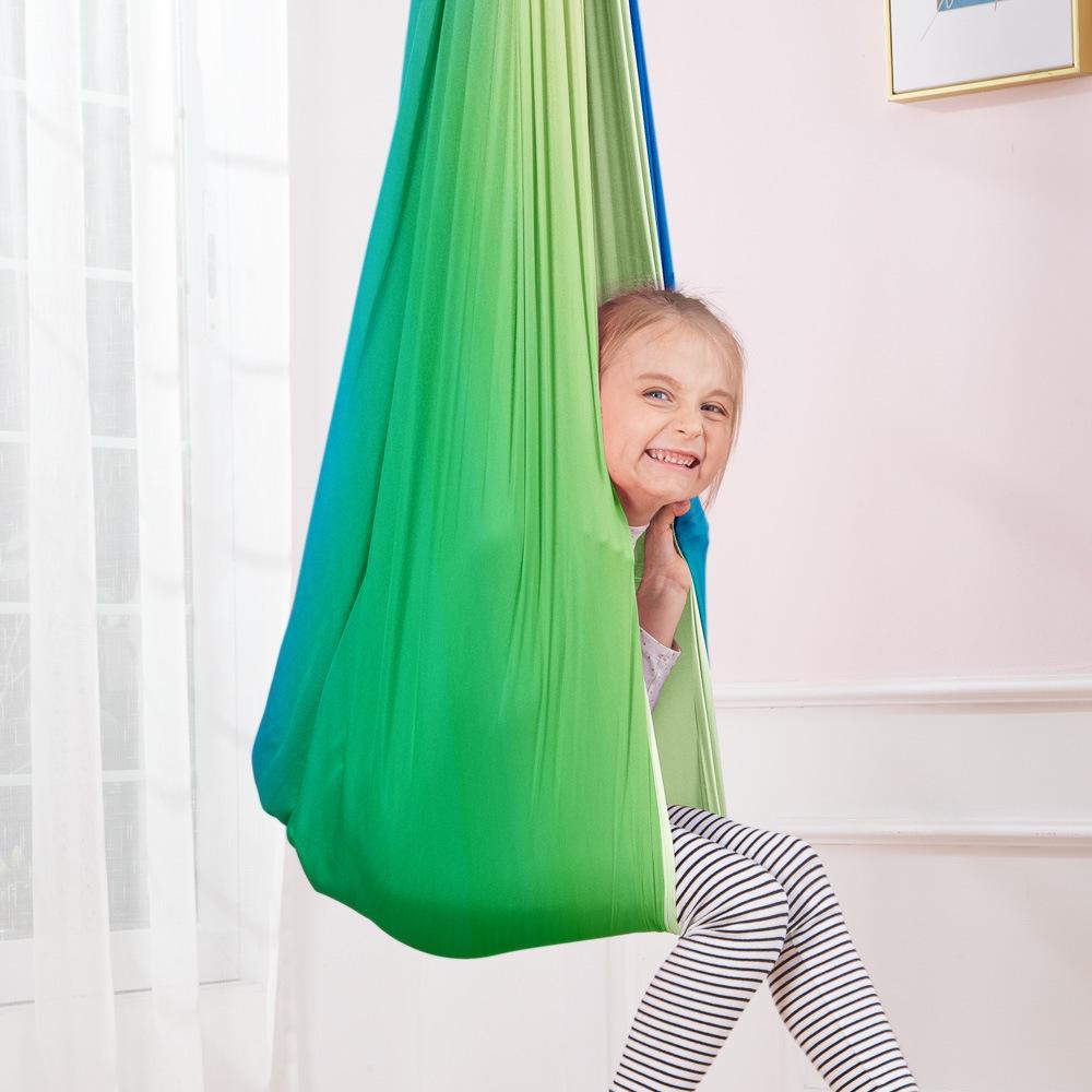 Children's Double-Layer Stretchy Hammock Swing for Indoor/Outdoor Sensory Yoga (230*150)