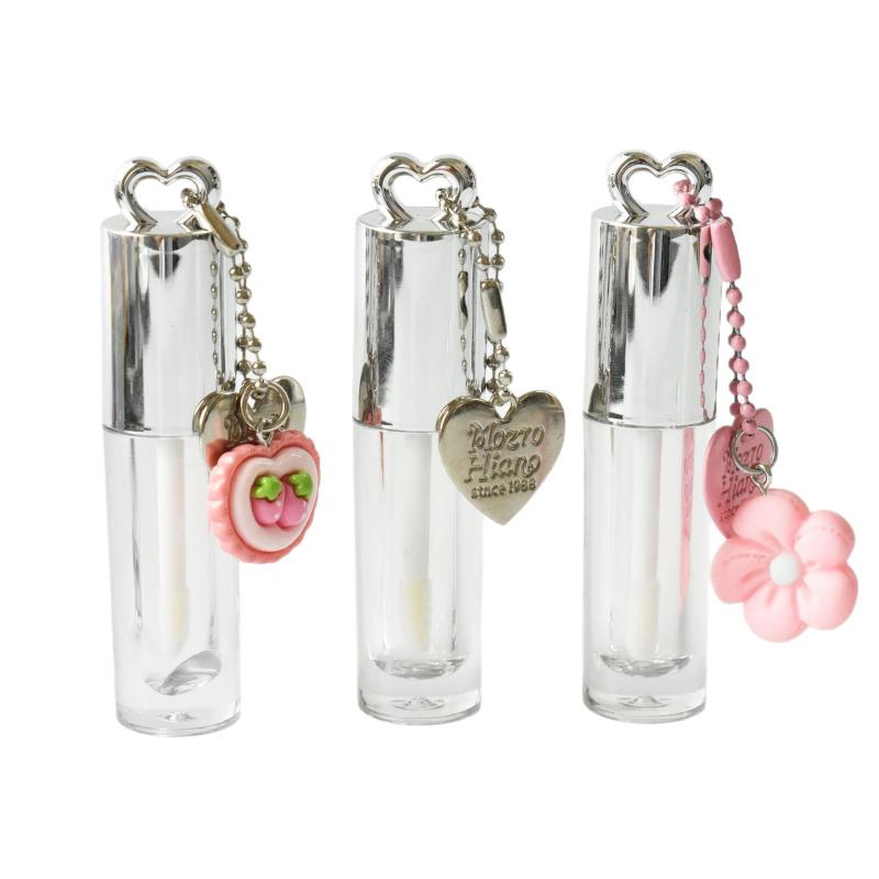 1Pcs Silver Heart-Shaped 2.5Ml Empty Lip Balm Tubes Transparent Lip Gloss Tube Container With Cap Cosmetic Sample Container