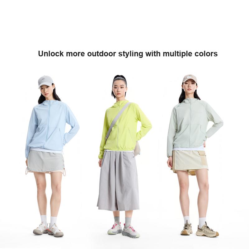 Li Ning Outdoor CF Lightweight Breathable Ice Feel Comfortable UPF 50+ Sun Protection Clothing Women Clothing Yellow Green AFDW214-2