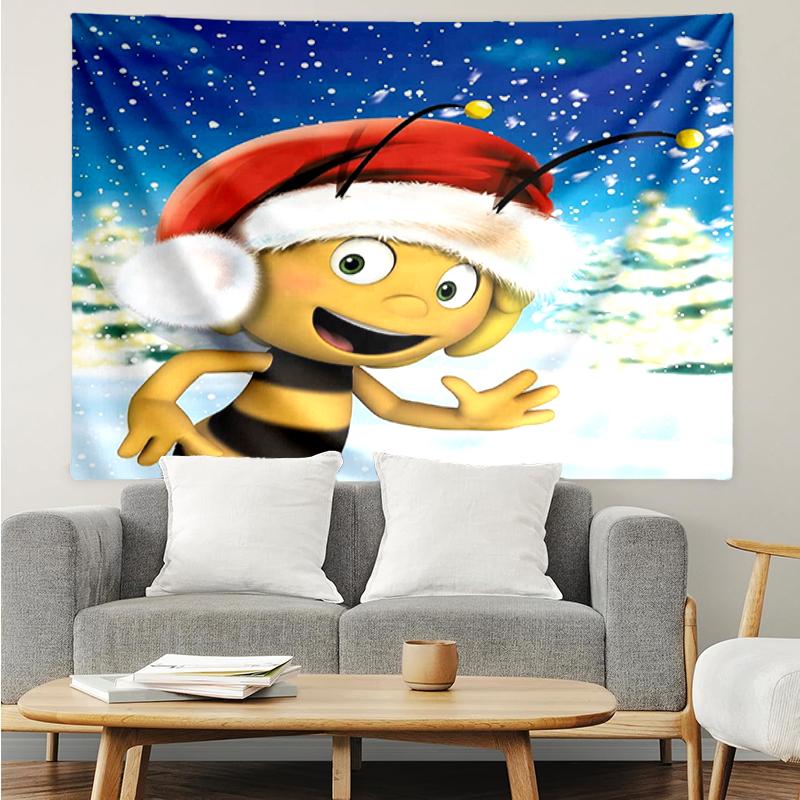 Maya the bee Print Tapestry, Backdrop, Easy Setup, Ideal for Bedroom, Office & Living Room, with Aesthetic Wall Hanging Decor.