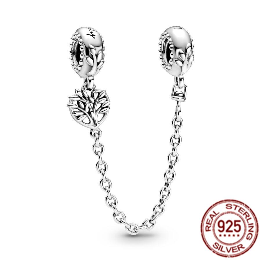 Niedriger Preis Familie Baum Herz & Schmetterling Sicherheit Kette Charms S925 Sterling Silber