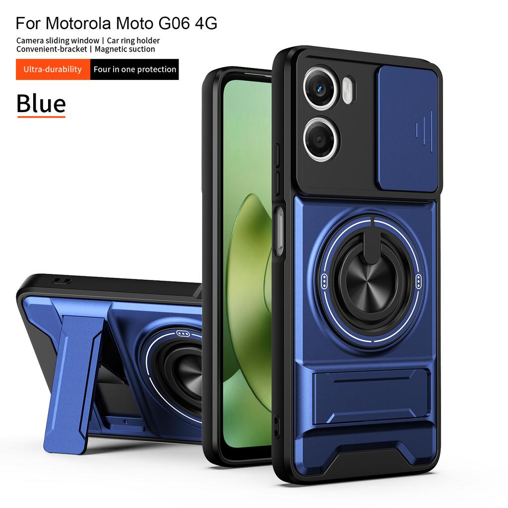 Para Capa Motorola G06 Capa Power Moto G06 Capas Moto G06 Suporte Dobrável Magnético Magsafe Armadura Militar Capa de Proteção da Câmera