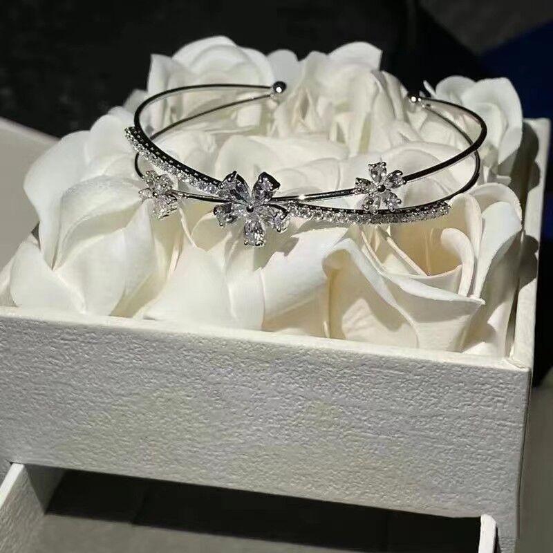 Exquisite Silver Bracelet Beautiful Petals Zircon Bracelets Chain Fashion Elegant Versatile Accessories Women Valentine's