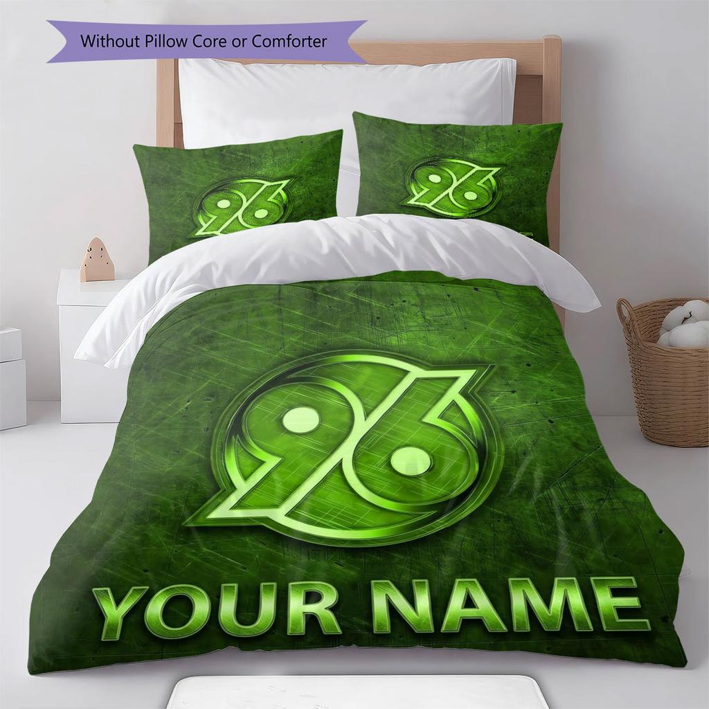 Hannover 96 Custom Name Pattern Bedding,Quilt Set Quilt Cover Pillowcase Home Birthday Gift(1 * duvet cover + 2 * pillowcase, without core)