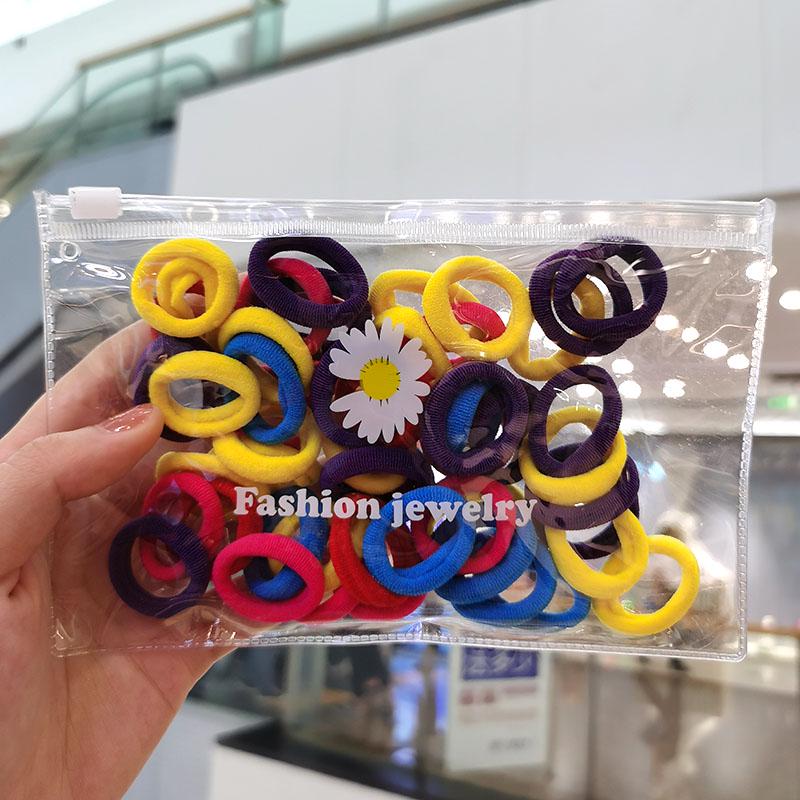 50 teile/satz Nette Feste Elastische Haarbänder Kinder Mädchen Kind Nylon Kleine Gummiband Pferdeschwanz Halter Srunchies Krawatte Gum Haar zubehör