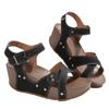 2025 New Foreign Trade Summer Women's Rubber Platform Sandals Large Size Solid Color Rivets Light Fish Mouth Sandals