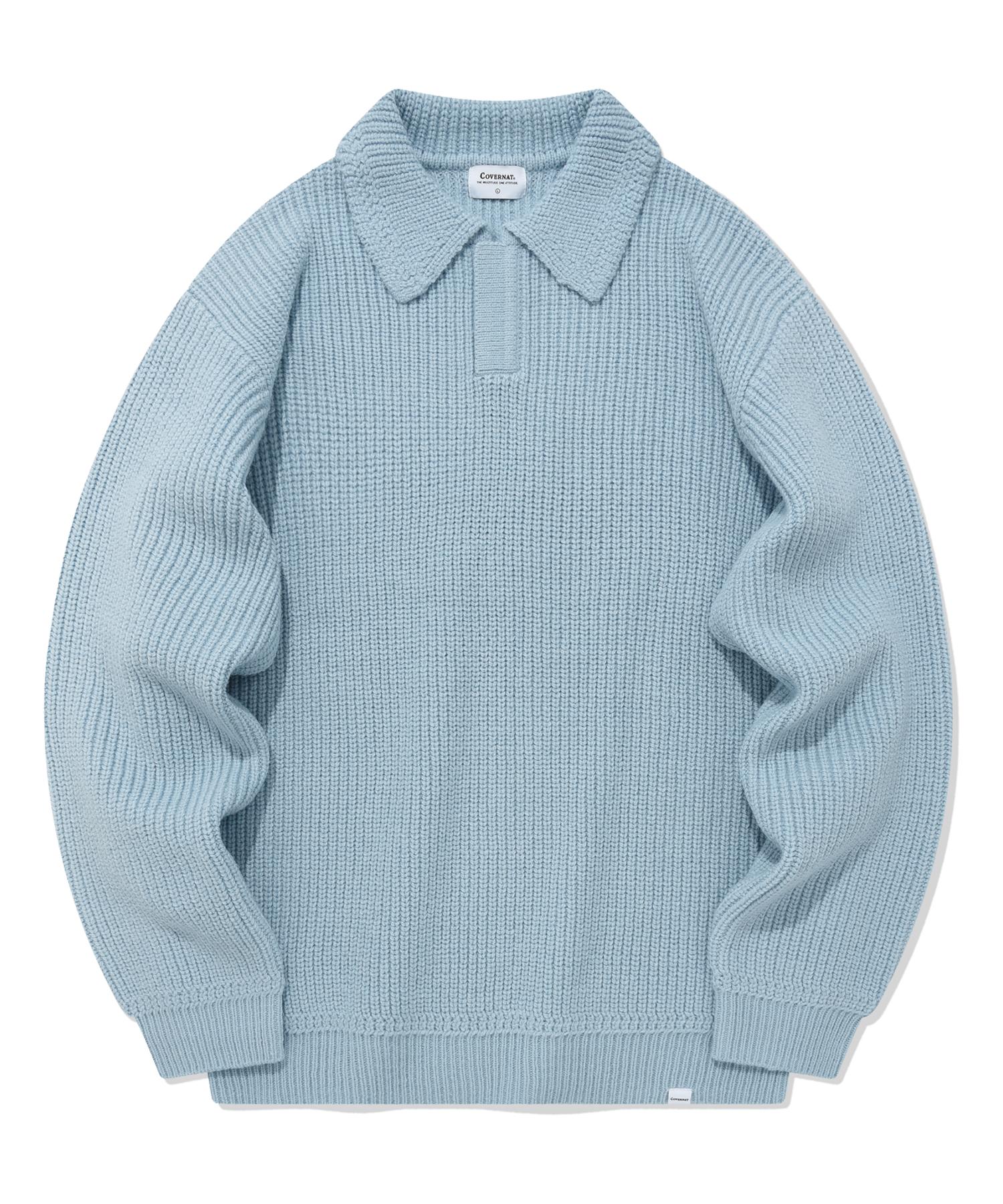 Covernat Open Collar Knit Blue Blue/L