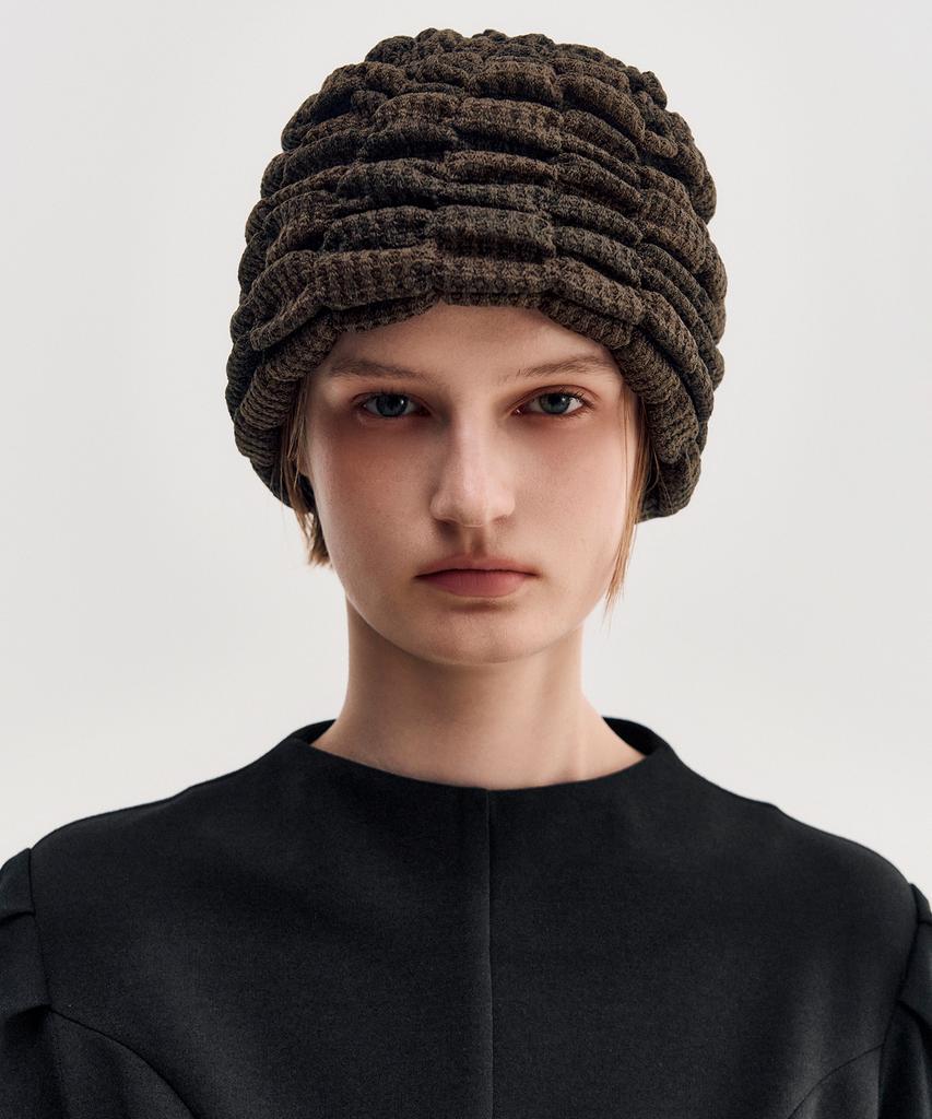 Kimjisu Melange Ruched Beanie _ Brown