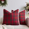 Christmas Plaid Throw Pillow Covers 18x18 Inch Vintage Farmhouse Winter Square Cushion Case for Living Room Couch Sofa Bed