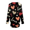 Women's Fashionable Casual Long,Sleeved Valentine's Day Print V,Neck Mid,Length Top