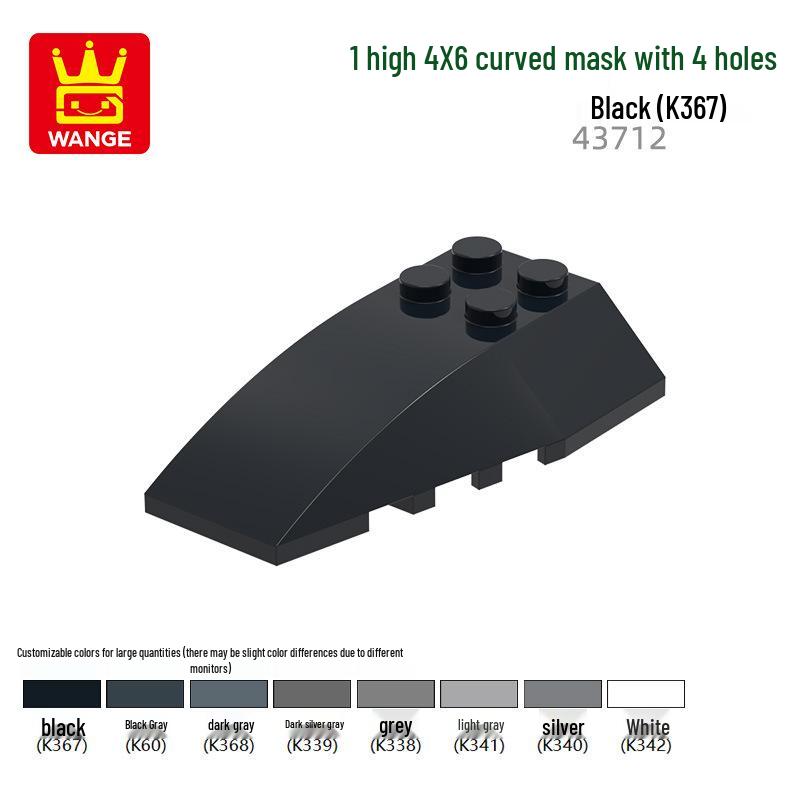 

Wange Набор строительных блоков MOC из мелких деталей - Изогнутая крышка 4x6 с аксессуарами с 4 отверстиями, совместим со сборкой 43712. 0.1kg (~29 pcs)