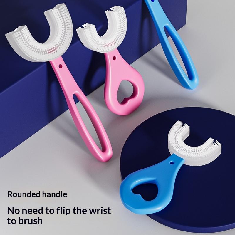 Kids U Shaped Toothbrush Anti-choking Design Food Grade Silicone Bristles Full Teeth Coverage for Toddlers Safe Brushing