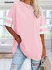Women's Oversized Color Block T-Shirt Half Sleeve Crew Neck Loose Cotton Tunic Top
