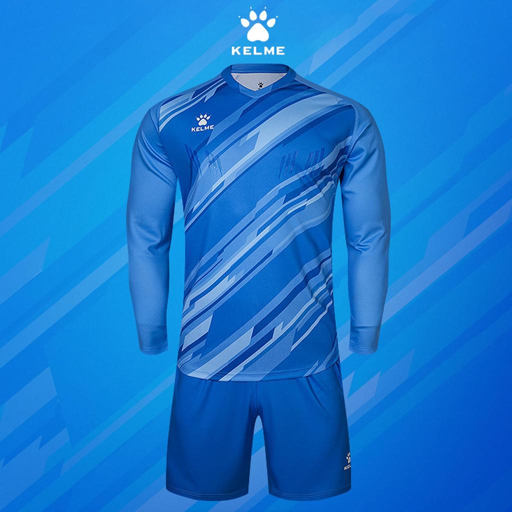Kelme Men's Long Sleeve Goalkeeper Set (Jacket and Pants) - Match Training Spare Set (Blue, XL)