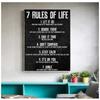 Motivational Posters and Prints On The Wall Canvas Painting Art Picture for Living Room 7 Rules of Life Watch Your Thoughts