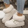 Large size low tube snow boots for women's autumn and winter new turning hair and piling thickened warm cotton shoes for women