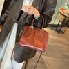 Autumn and Winter Leather Large-capacity Hand-held Bag with Natural Chipped Leather Top Layer, Korean-style Trendy Single-shoulder Women's Bag