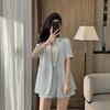 2025 Women's Summer White Blazer & Short Sleeve Suit Set - Plus Size, High-End, Fashionably Loose Fit