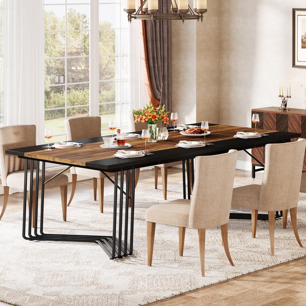 Tribesigns Rectangular Dining Table for 8-10 People, 200 cm Large Industrial Kitchen Table Dining Table for Living Room, Kitchen